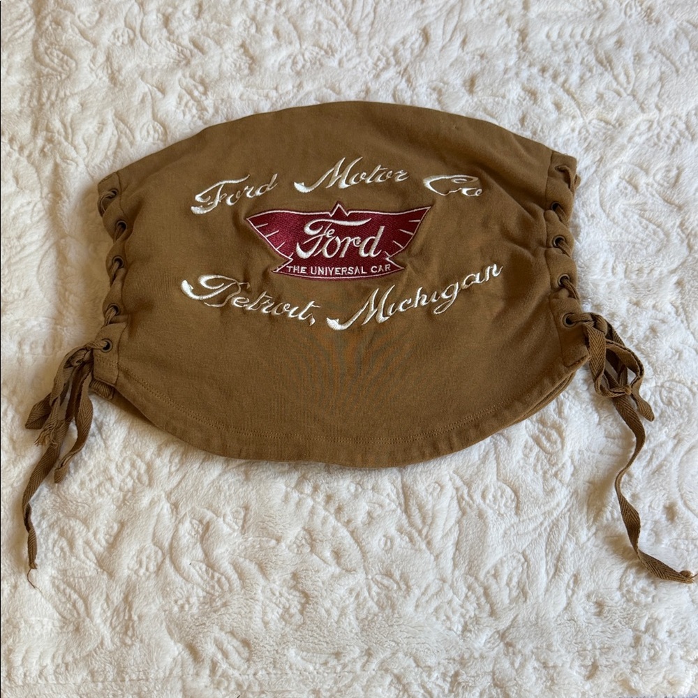 Forever 21 Brown Lace-Up Tube Top